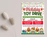 DIY Holiday Toy Drive Flyer Template | School PTO PTA and Community Fundraiser Event Flyer