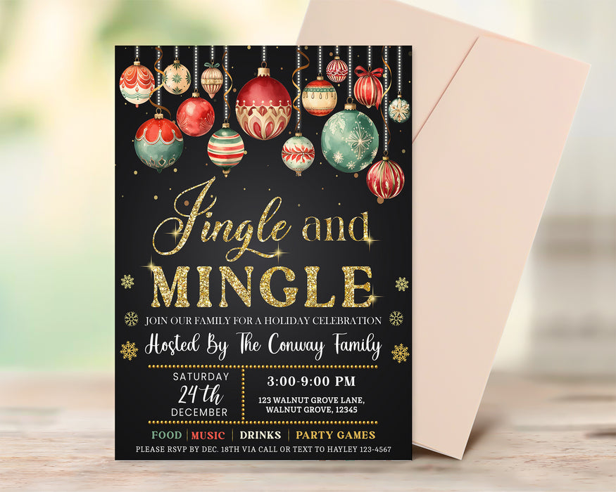 Printable Jingle and Mingle Christmas Invite