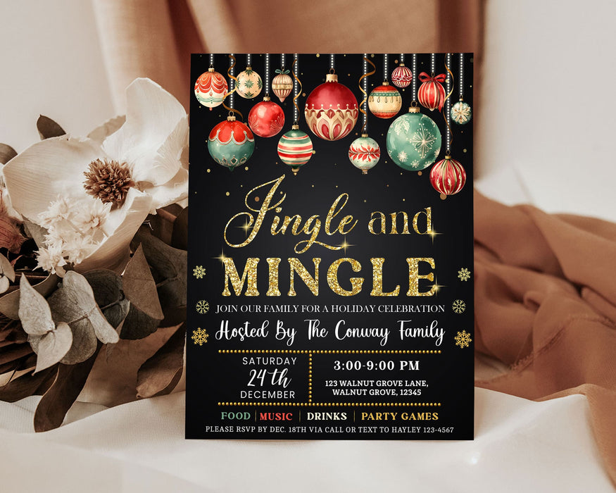 Printable Jingle and Mingle Christmas Invite