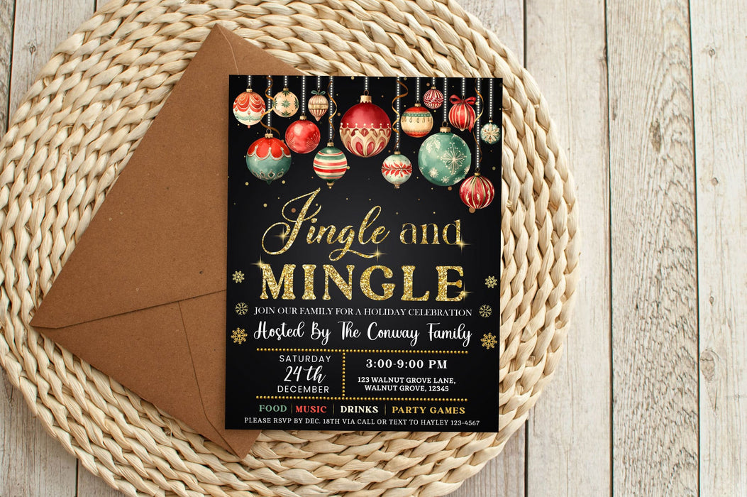 Printable Jingle and Mingle Christmas Invite