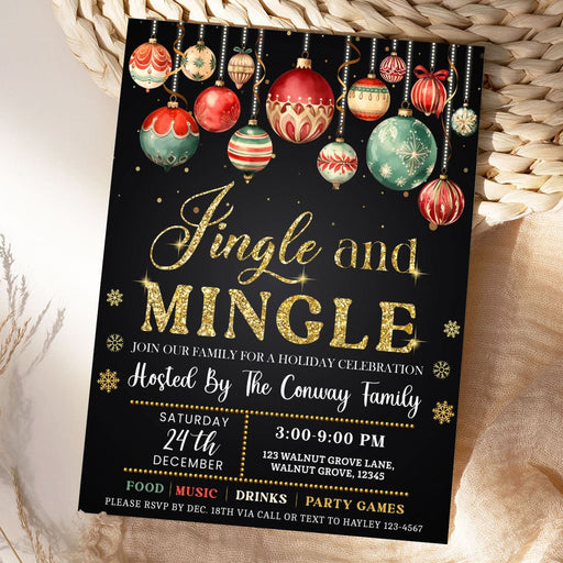 Printable Jingle and Mingle Christmas Invite