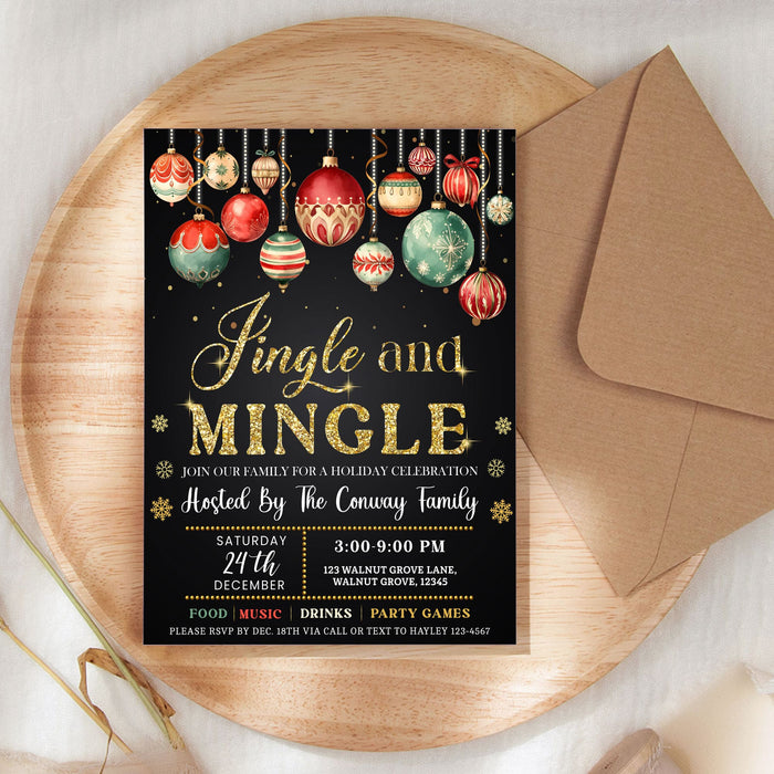 Printable Jingle and Mingle Christmas Invite