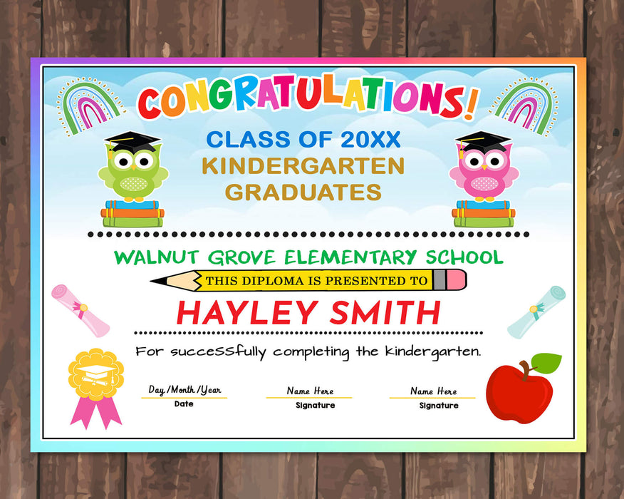 Customizable Kindergarten, Preschool and Any Grade Graduation Diploma | School Grarduation Diploma Certificate Template
