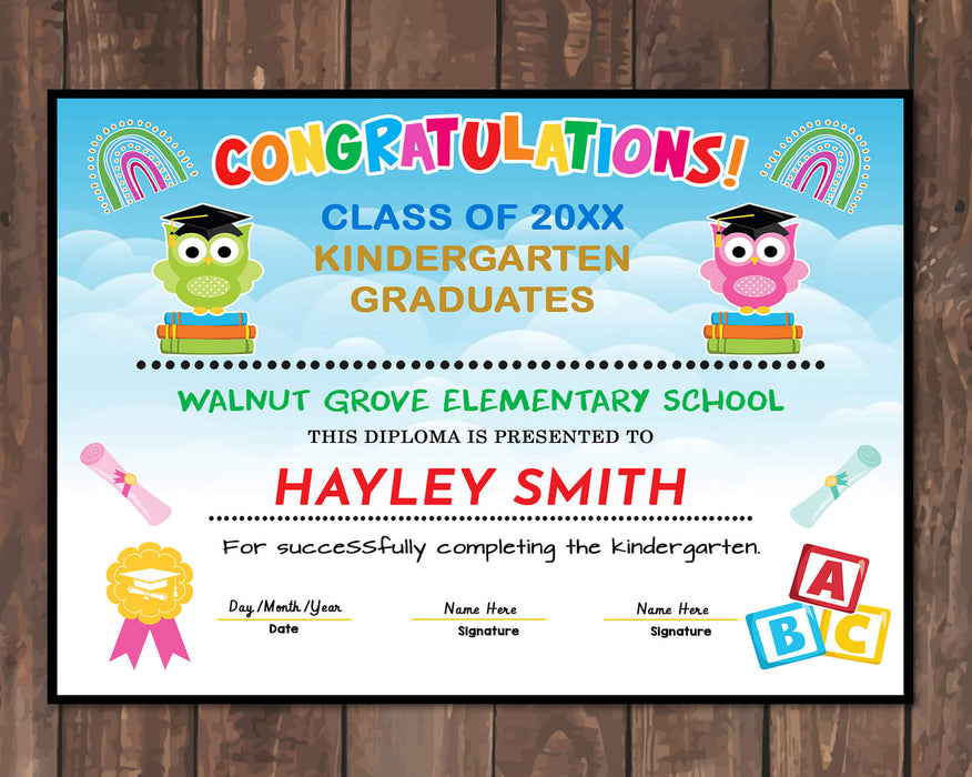 DIY Kindergarten and Preschool Graduation Diploma | Any Grade School Grarduation Diploma Certificate Template