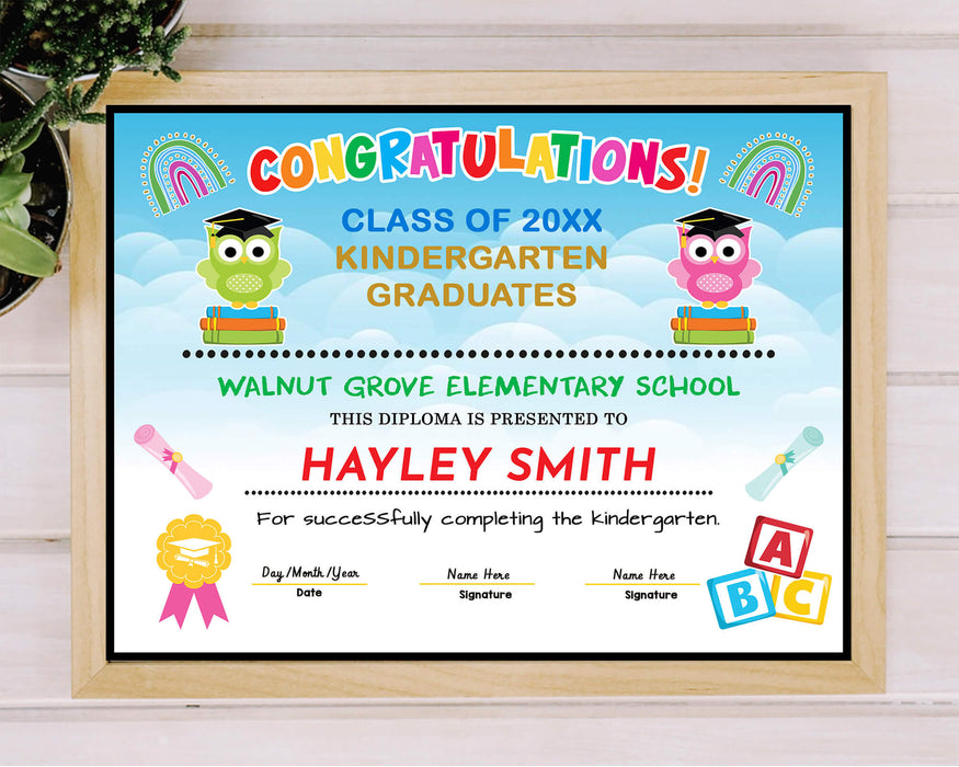 DIY Kindergarten and Preschool Graduation Diploma | Any Grade School Grarduation Diploma Certificate Template
