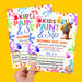 Kids Paint and Sip Flyer Template | Kids Party Painting Invitation Poster