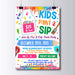 Customizable Kids Sip and Paint Event Flyer Template | Painting Activity For Kids Invite