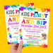 Editable Kids Sip and Paint Party Flyer | Kids Paint Party Event Invite Template