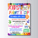 DIY Kids Sip and Paint Party Event Flyer | Paint Party Activity Event For Kids Poster Invitation