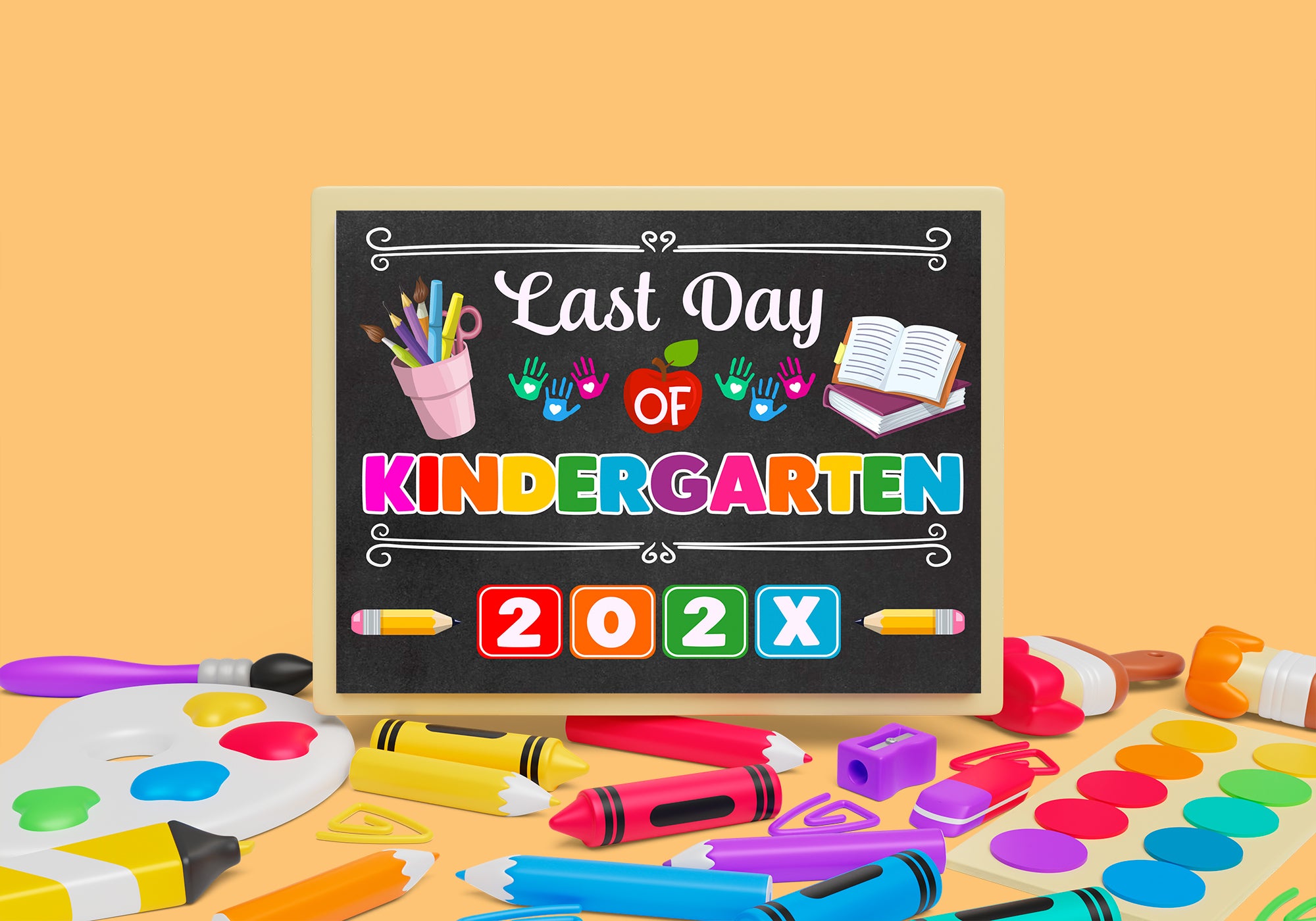 Last Day Of Kindergarten Sign Template | Customizable Kinder End of ...