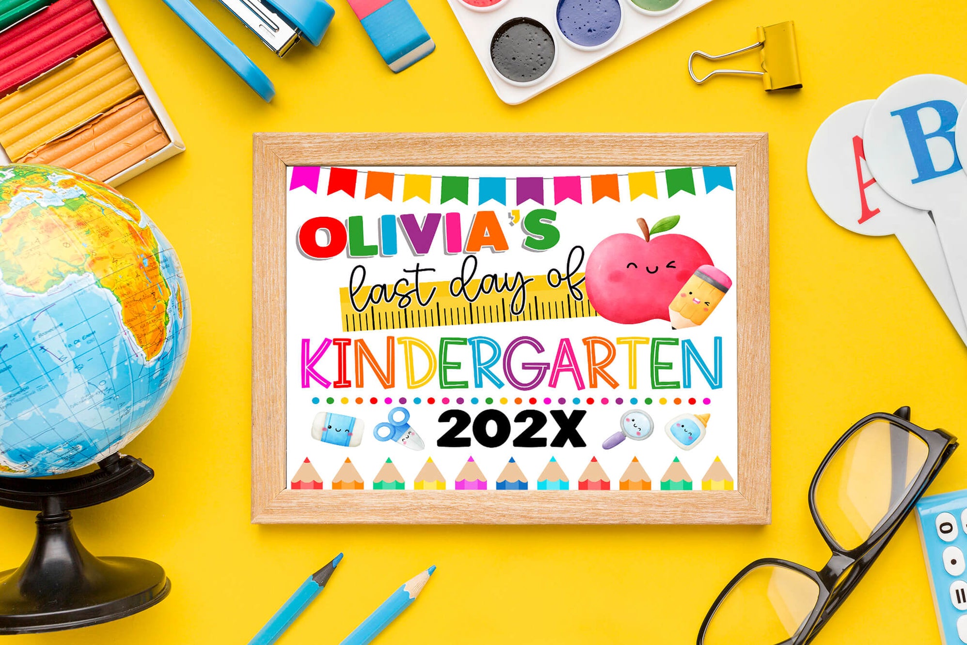 Customizable Kinder End of Year Sign With Name Template | Last Day Of ...