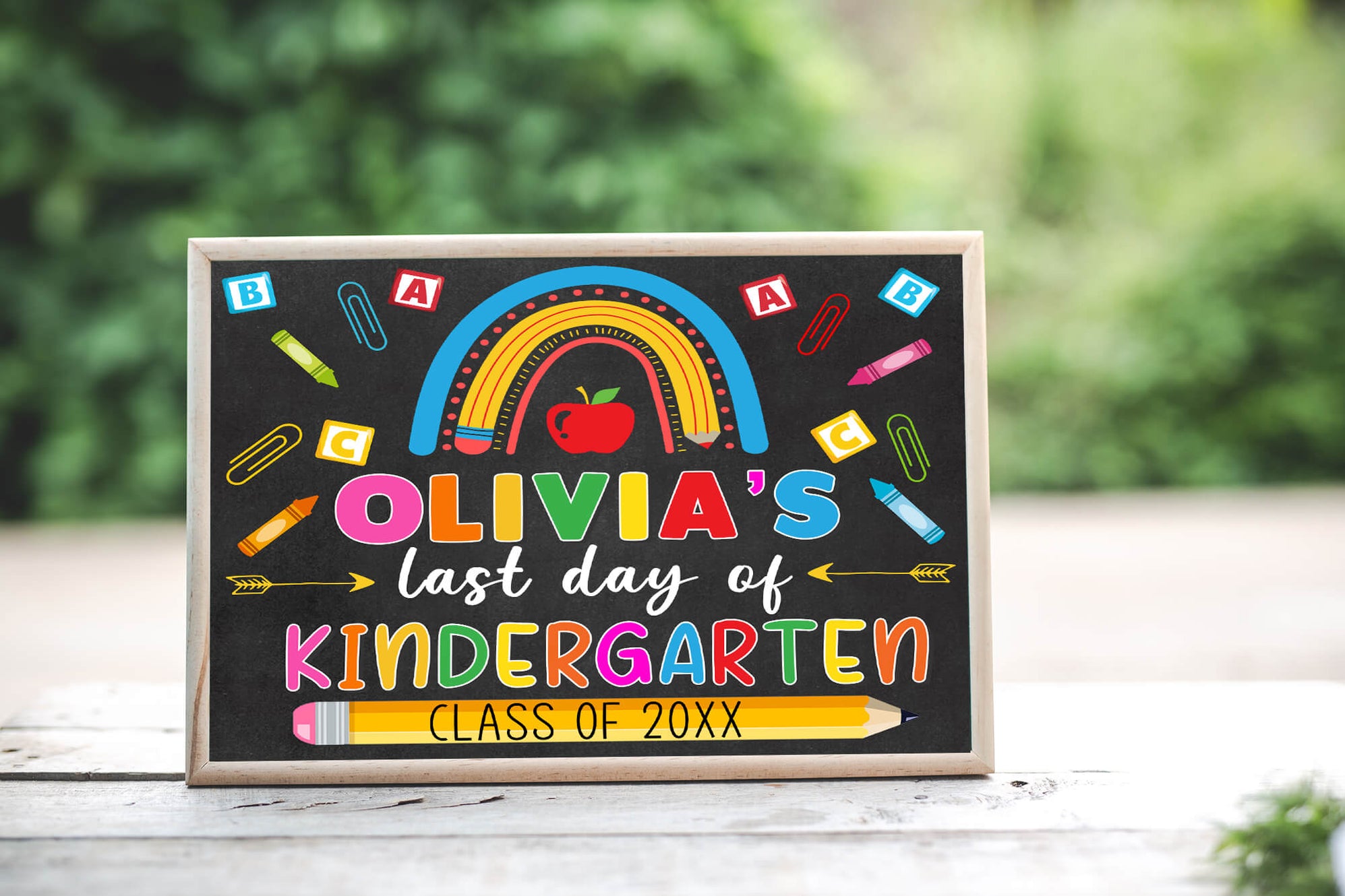 DIY Kinder End of Year Sign With Name | Last Day Of Kindergarten Poster ...