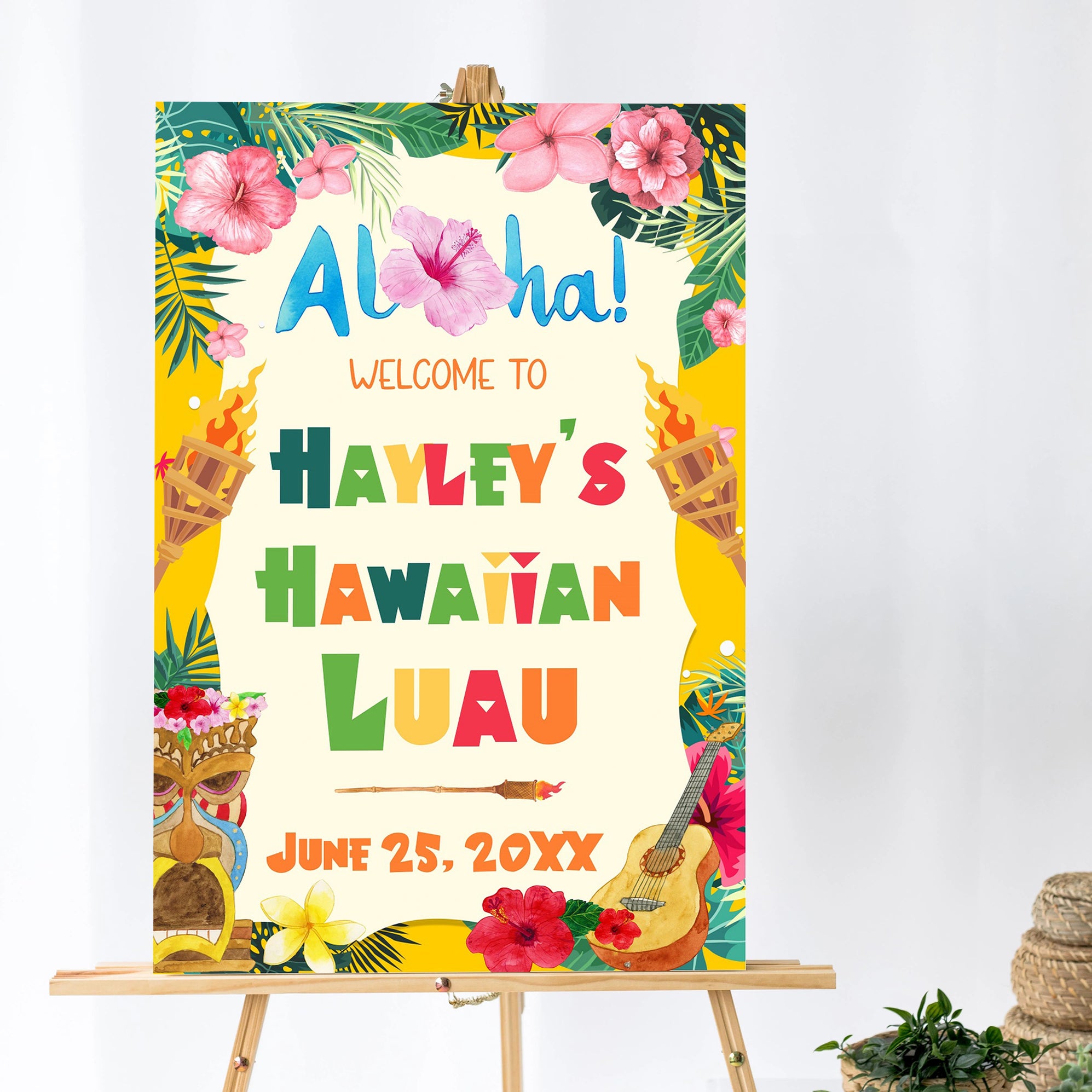 DIY Luau Welcome Sign Template | Hawaiian-Themed Party Sign - Posh Park