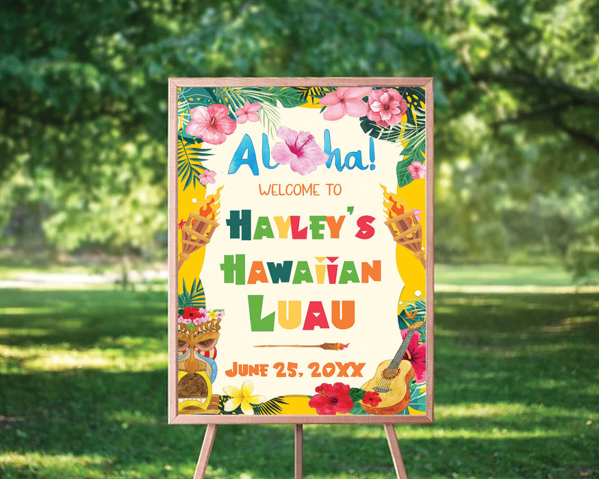 DIY Luau Welcome Sign Template | Hawaiian-Themed Party Sign