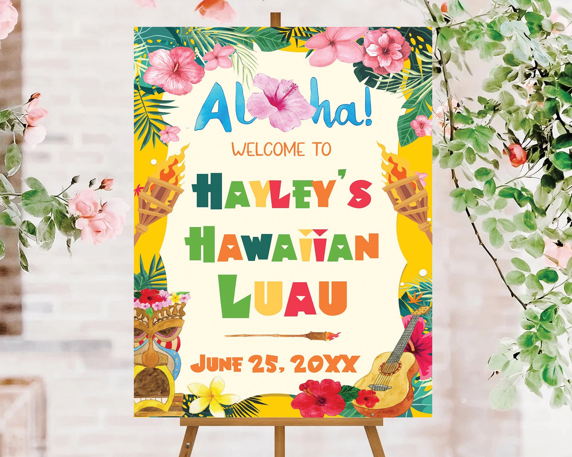 DIY Luau Welcome Sign Template | Hawaiian-Themed Party Sign - Posh Park
