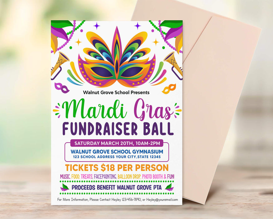 DIY Masquerade Theme Party Ticket and Flyer Bundle | Mardi Gras Party Template