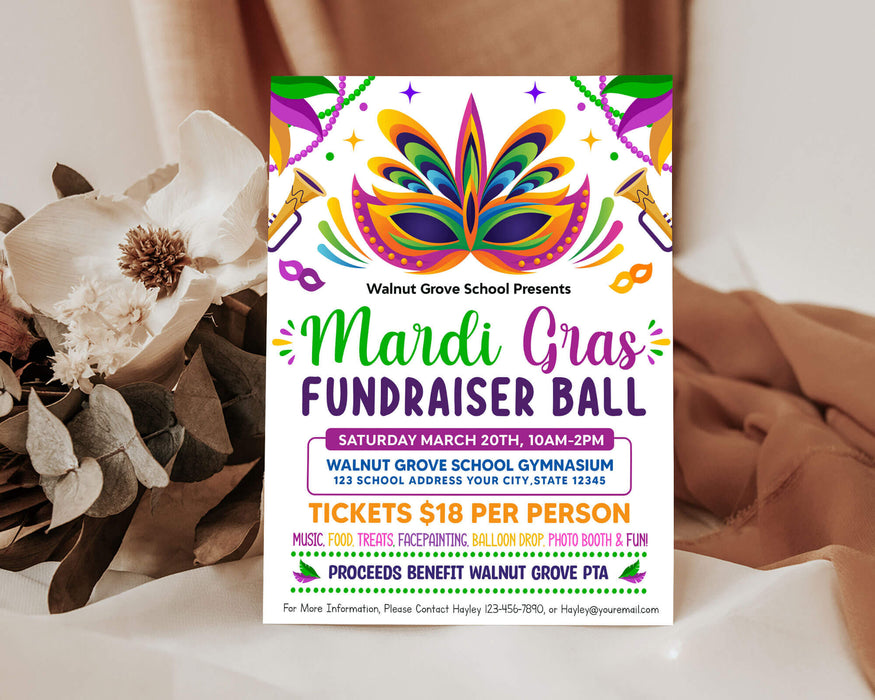 DIY Masquerade Theme Party Ticket and Flyer Bundle | Mardi Gras Party Template