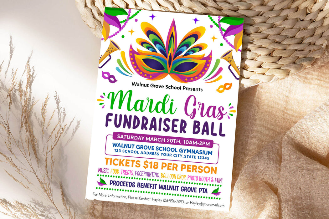 DIY Masquerade Theme Party Ticket and Flyer Bundle | Mardi Gras Party Template