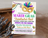 DIY Mardi Gras Ball Flyer Template | Masquerade Theme School Fundraiser Invitation