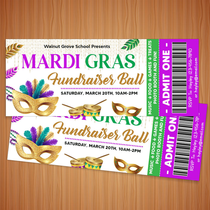 Customizable Masquerade Theme Party Ticket and Flyer Bundle Template | Mardi Gras Party