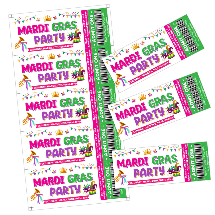 Customizable Mardi Gras Party Ticket and Flyer Invite Bundle | Masquerade Theme Party Template