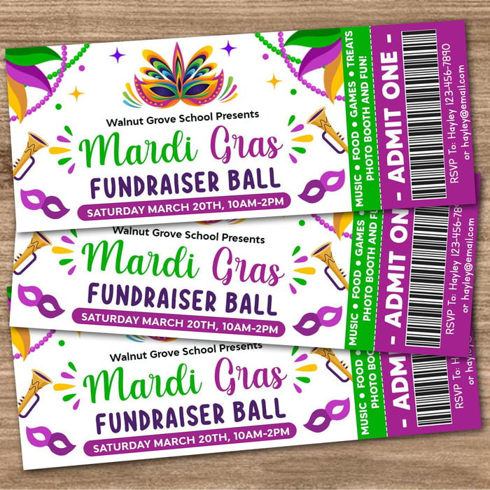 DIY Masquerade Theme Party Ticket and Flyer Bundle | Mardi Gras Party Template