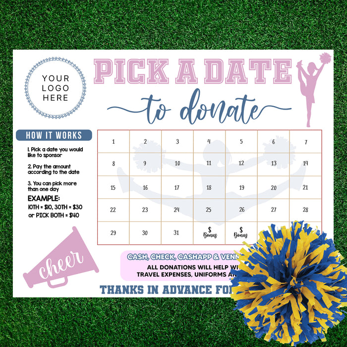 Pastel Cheerleader Minimalist Donation Calendar