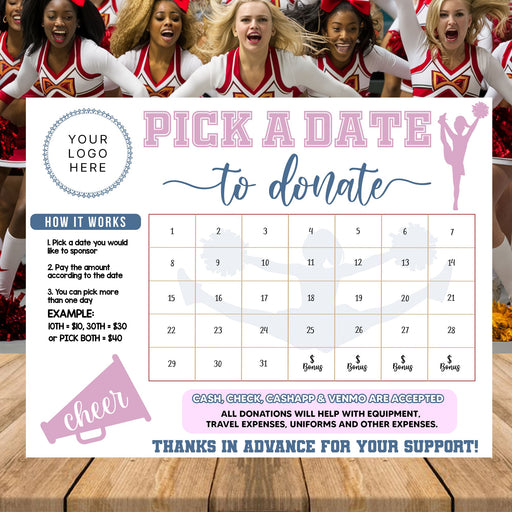 Pastel Cheerleader Minimalist Donation Calendar