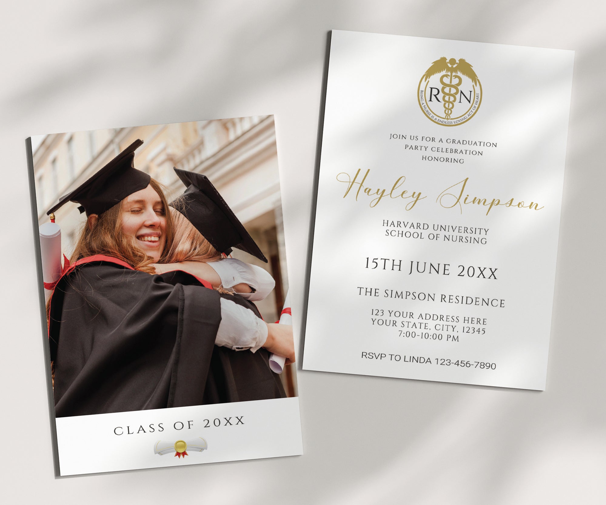 Customizable Minimalist Nurse Graduation Invitation Template | Medical ...