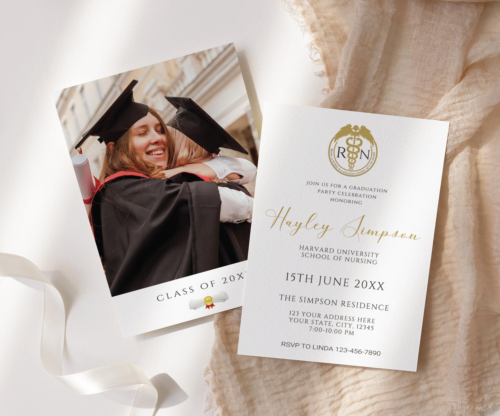 Customizable Minimalist Nurse Graduation Invitation Template | Medical ...