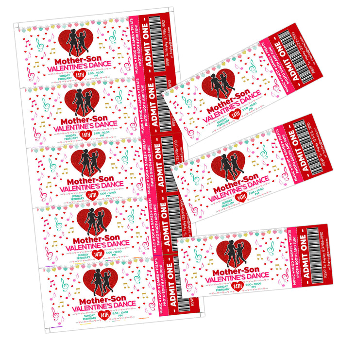 DIY Mother Son Valentine's Day Dance Ticket and Flyer Bundle | School Heart Day Dance Template