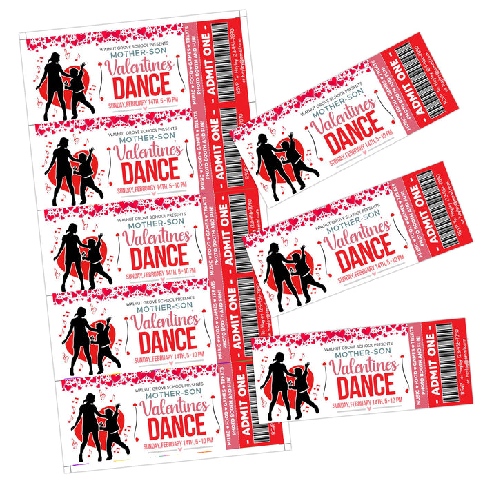 Customizable Mother Son Valentine's Day Dance Ticket and Flyer | School Heart Day Dance Bundle