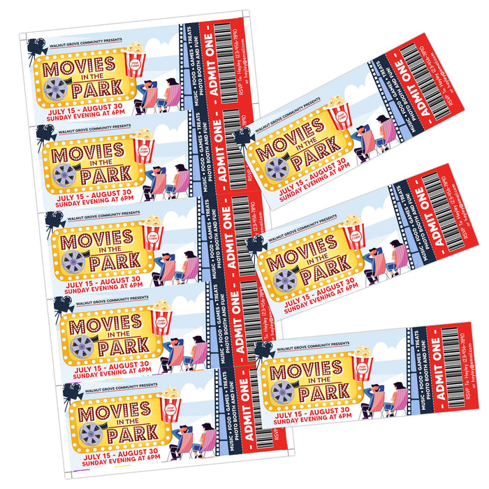 DIY Movies In The Park Ticket and Flyer Bundle Template | Outdoor Benefit Fundraiser Event