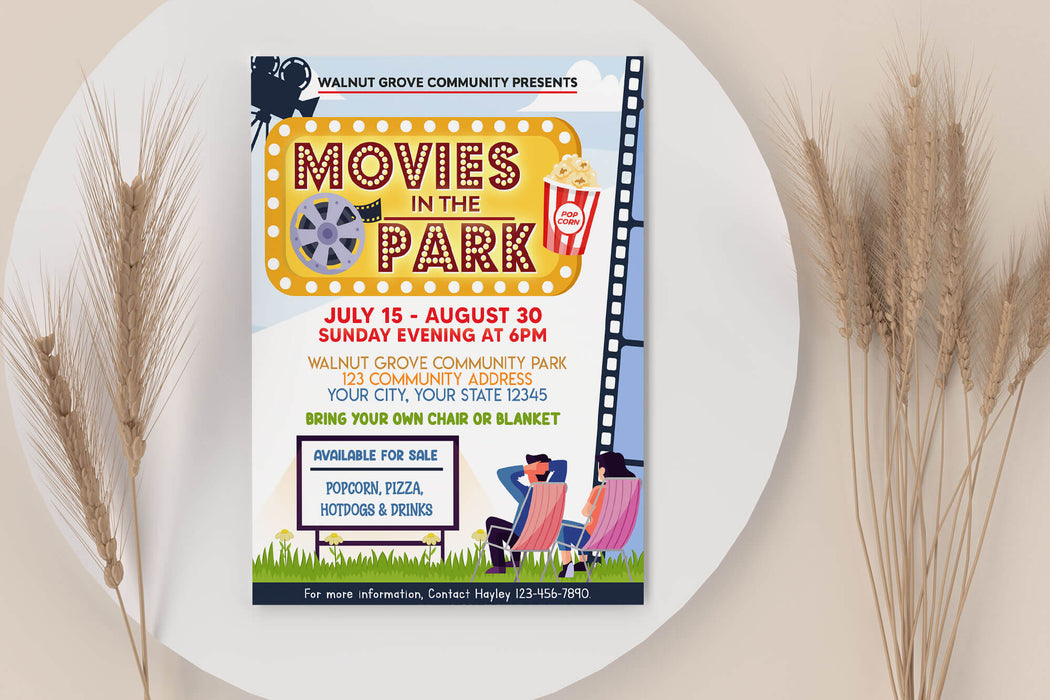 Movies In The Park Fundraiser Flyer Template | Fundraising Event For Community Flyer
