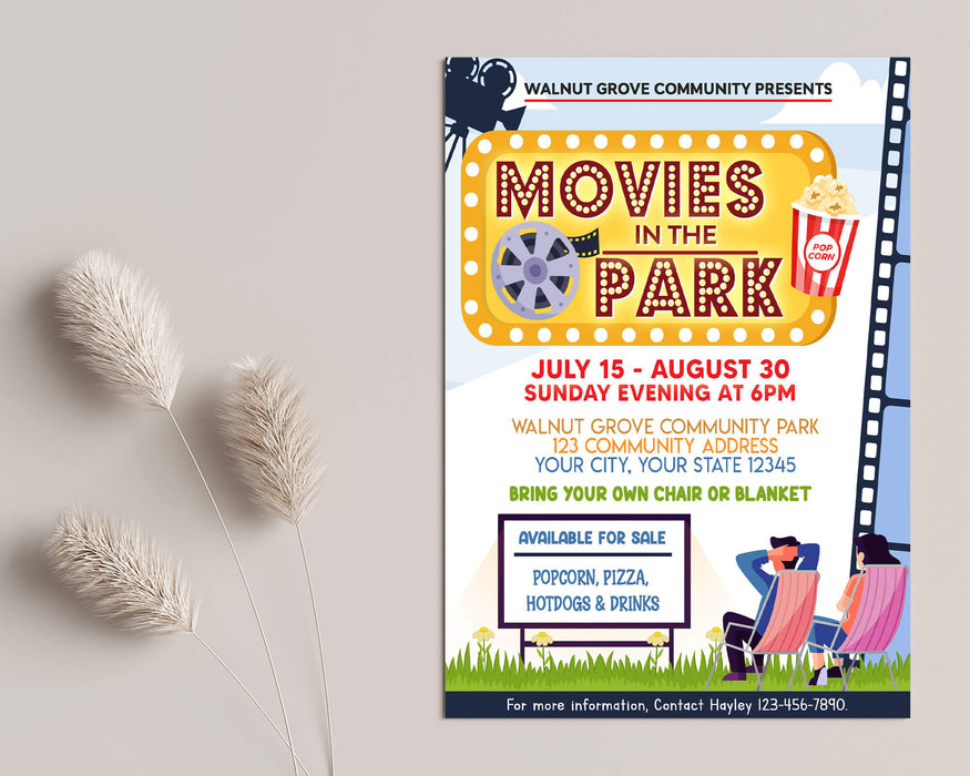 Movie Event Program Movies In The Park Fundraiser Flyer Template | Fundraising Event For ...