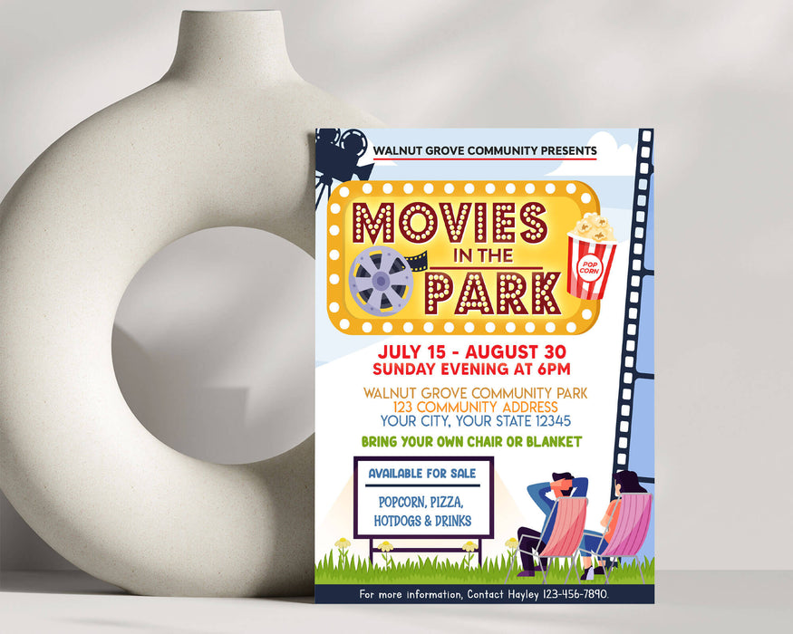 DIY Movies In The Park Ticket and Flyer Bundle Template | Outdoor Benefit Fundraiser Event