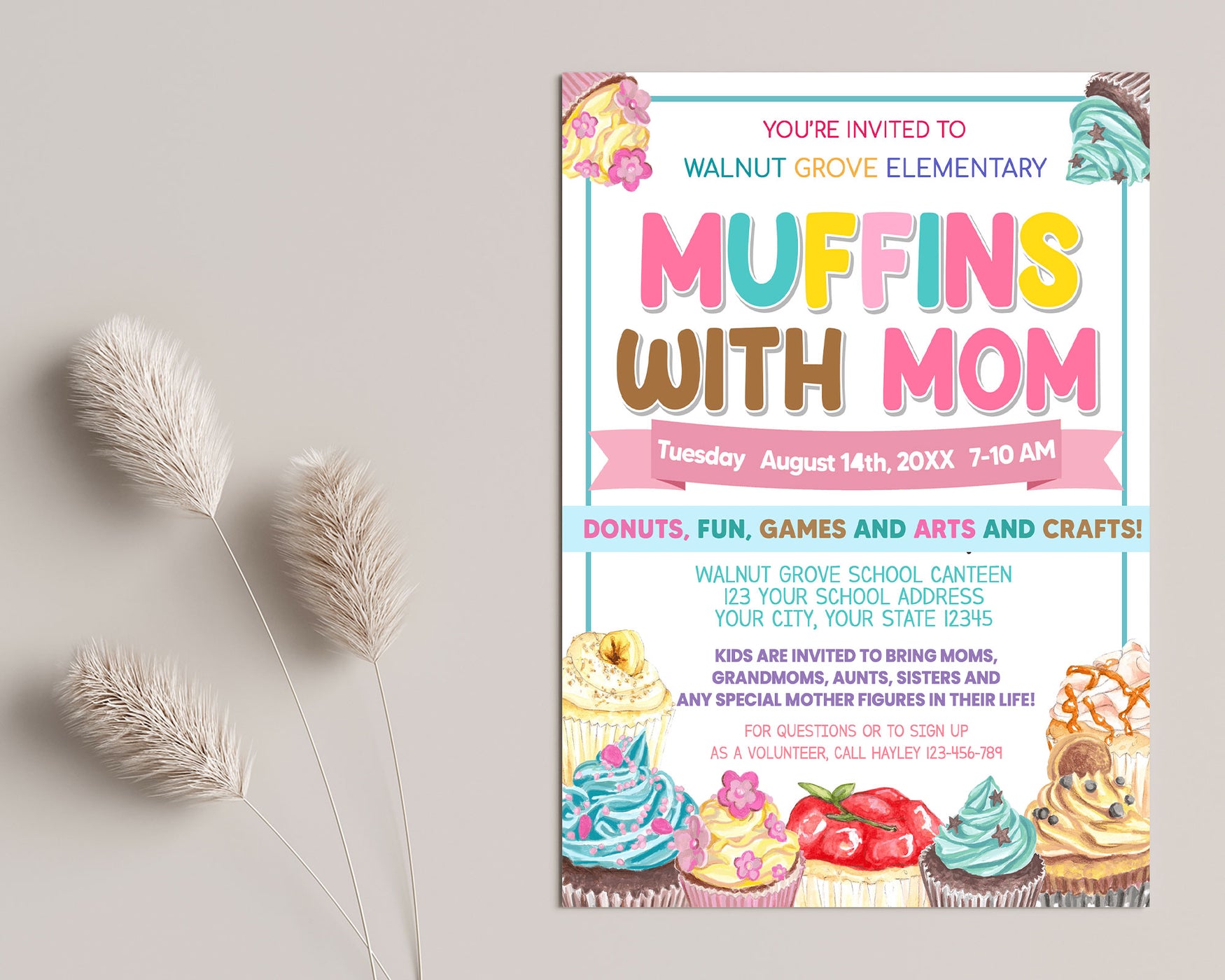 DIY Muffins With Mom Flyer Template School Muffins Flyer Invitation