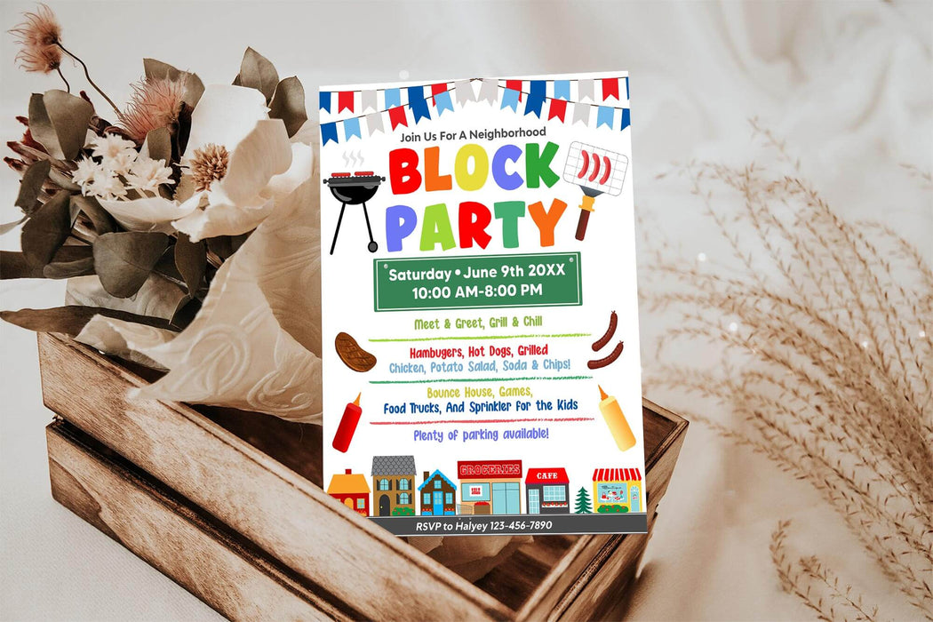 Block Screening Event Invite Customizable Block Party Invitation Template | Neighborhood and ...