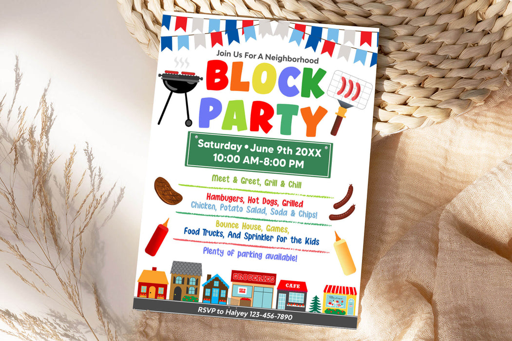 Free custom printable block party poster templates