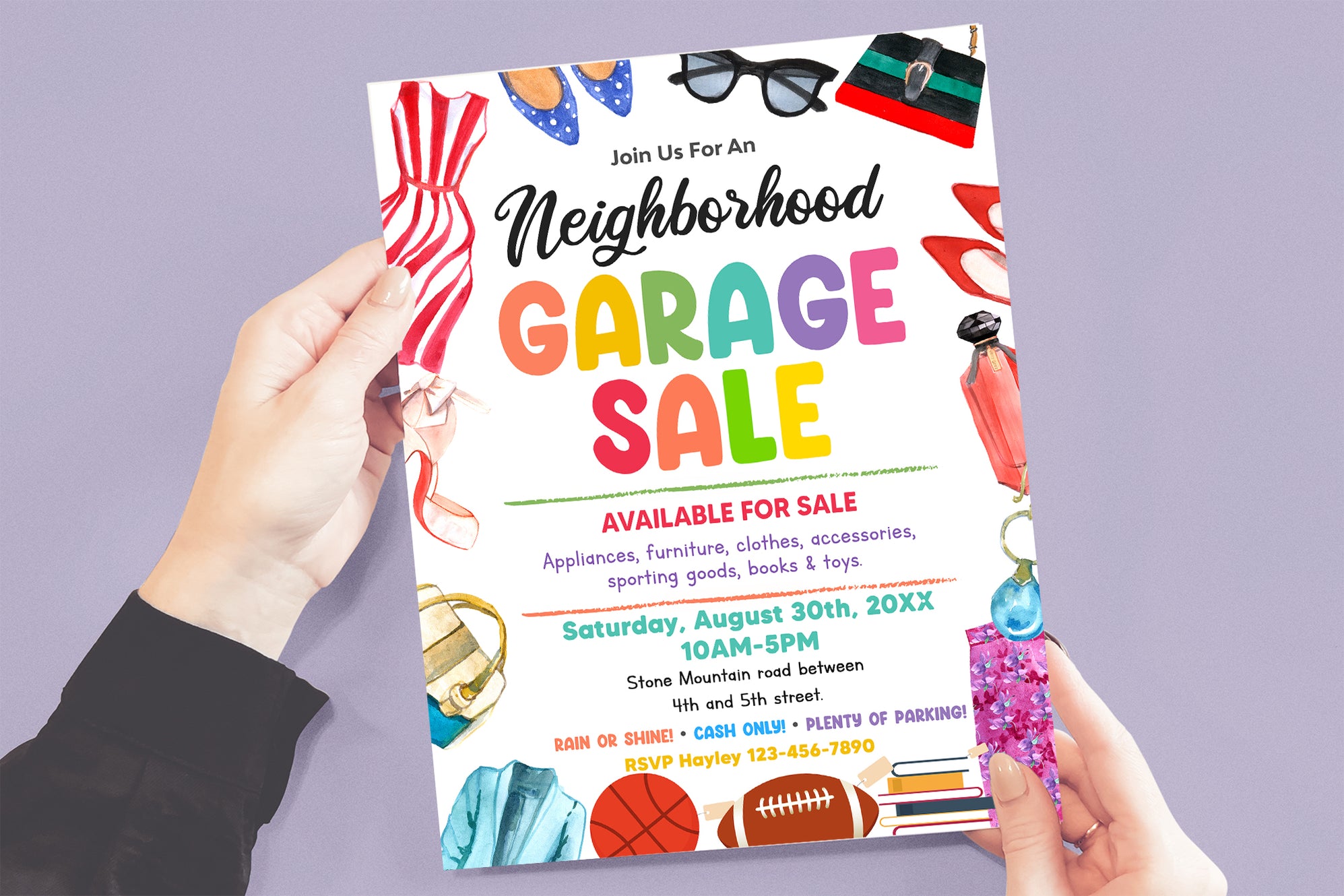 DIY Garage Sale Flyer Template | Neighborhood Yard Sale Event Flyer