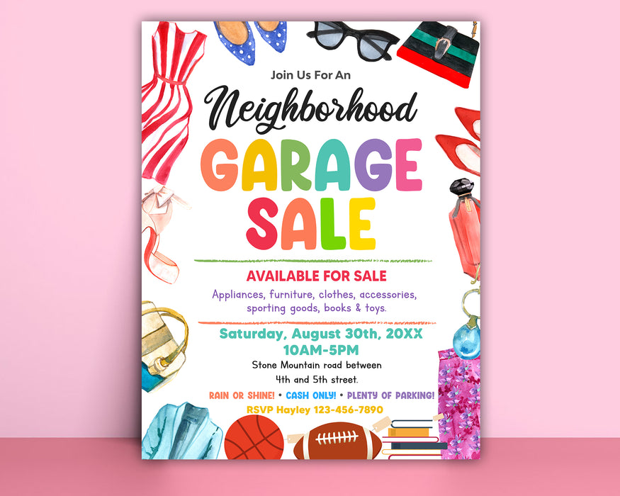 DIY Garage Sale Flyer Template | Neighborhood Yard Sale Event Flyer - Posh Park diy-garage-sale-flyer-template-neighborhood-yard-sale-event-flyer-posh-park