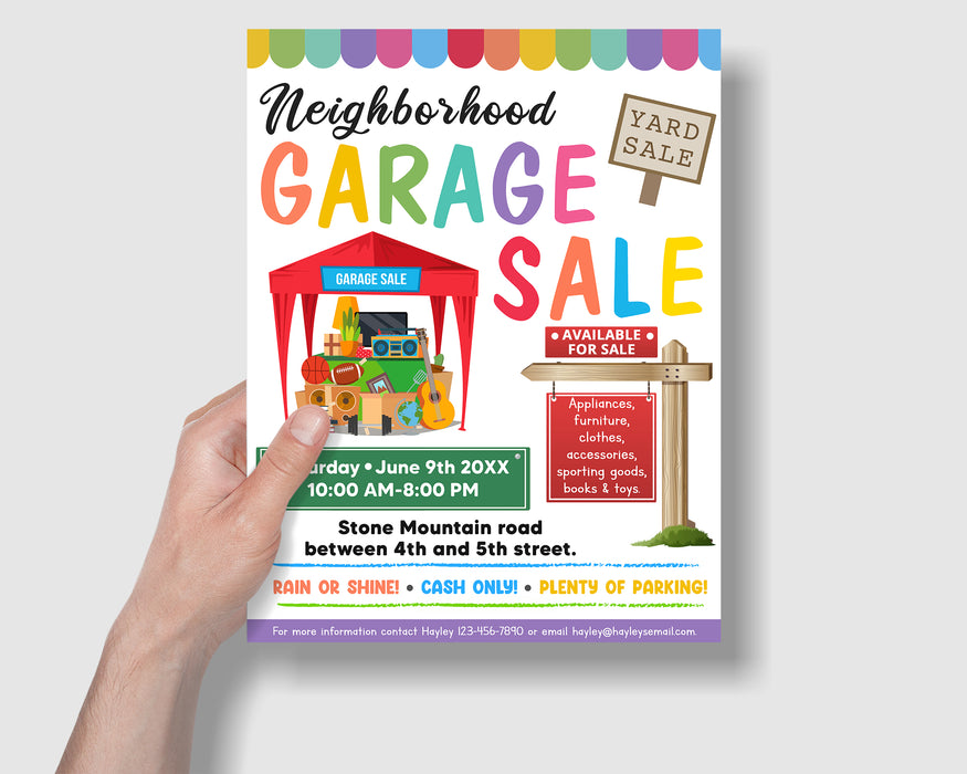 Customizable Neighborhood Garage Sale Flyer | Community Bargain Sale Flyer Template