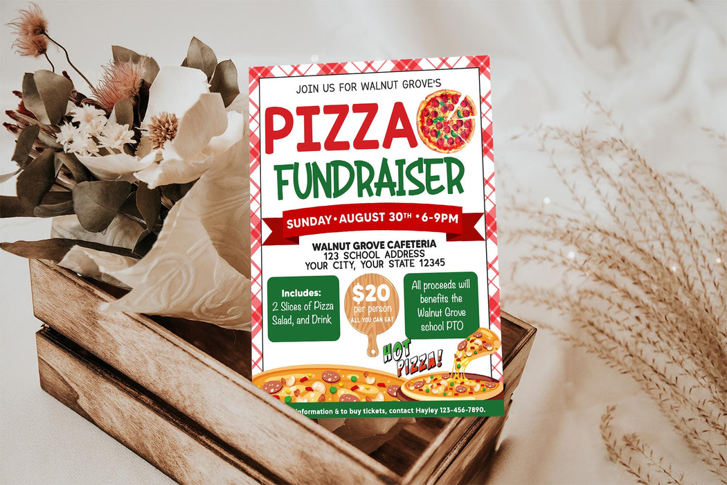 Pizza Party Raffle Customizable Pizza Fundraiser Flyer | Pizza Event Benefit Flyer ...