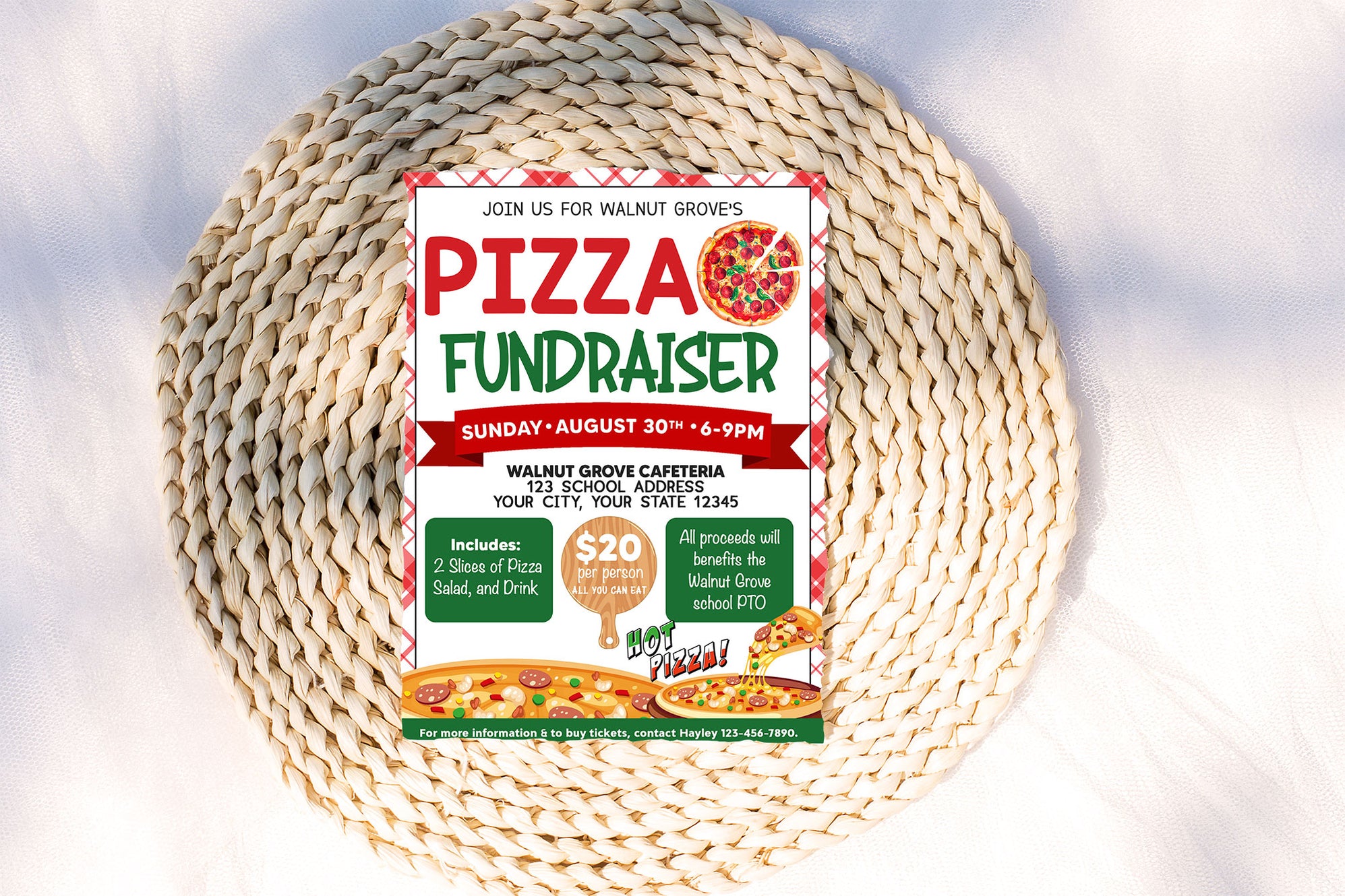 Pizza Raffle Box Customizable Pizza Fundraiser Flyer | Pizza Event Benefit Flyer ...