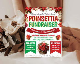 Customizable Poinsettia Fundraiser Flyer &amp; Order Form | Christmas ...