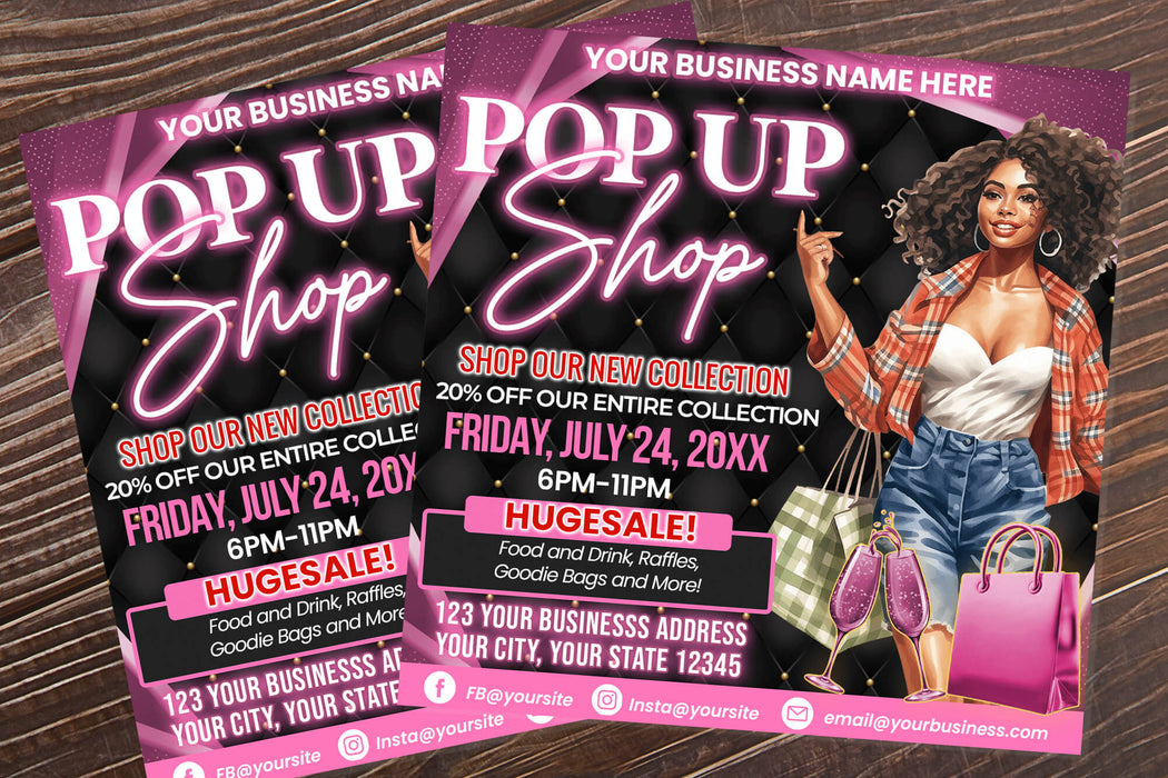 Customizable Pop Up Shop Flyer Template | Boutique Shopping Event Invite