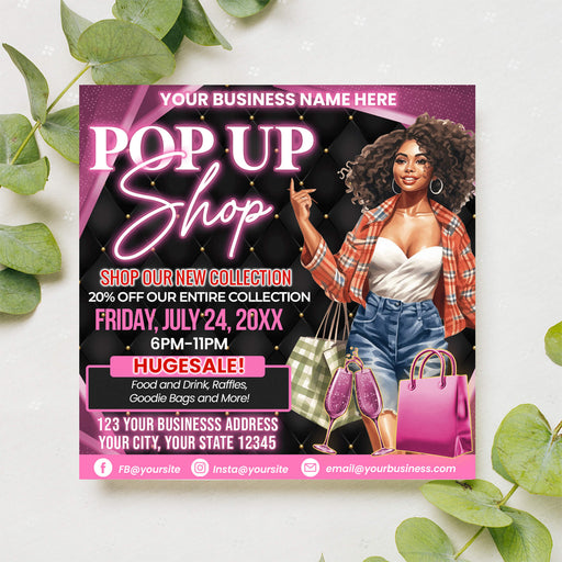 Customizable Pop Up Shop Flyer Template | Boutique Shopping Event Invite