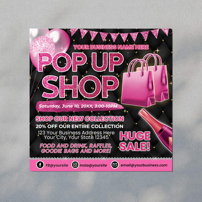 Pop Up Shop Flyer | Sip and Shop Boutique Shopping Invitation Template - Posh Park pop-up-shop-flyer-sip-and-shop-boutique-shopping-invitation-template-posh-park
