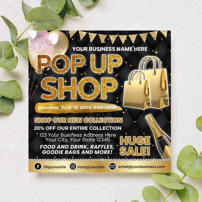 Pop Up Shop Flyer Template | Boutique Shopping Event Invite