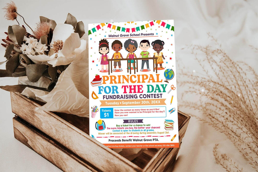 Customizable Principal For The Day Fundraiser Flyer Template | School ...